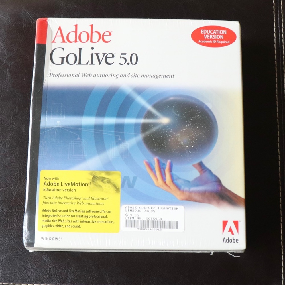 Adobe GoLive 5.0 for Windows Education VERSION Factory Sealed in Box